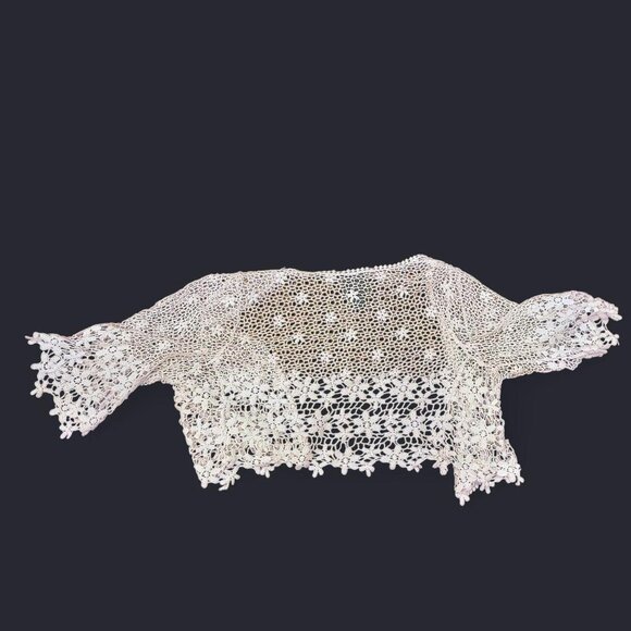 White crochet bolero cardigan cropped - Picture 2 of 2